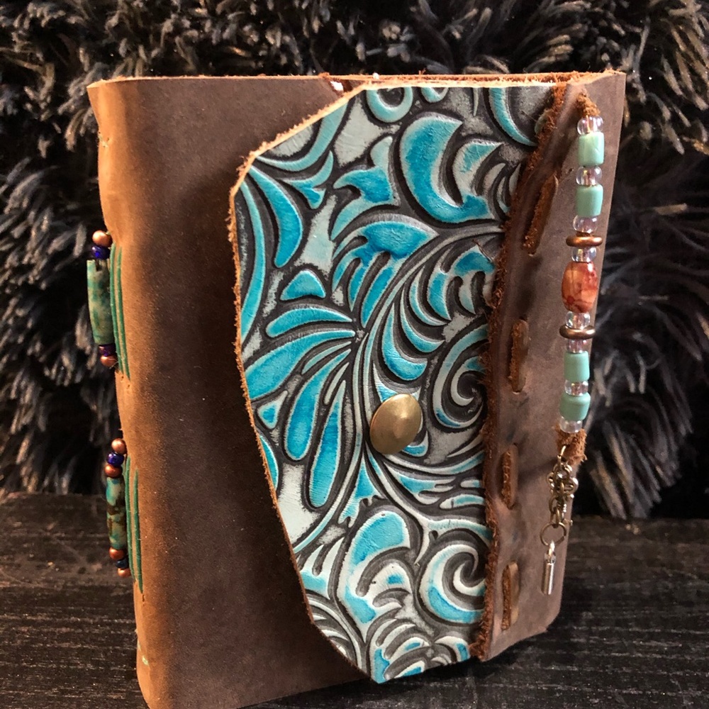 Boho Distressed Leather Journal. Handmade.